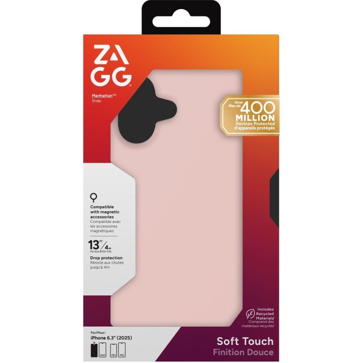 ZAGG case MANHATTAN SNAP compatible with MagSafe for IPHONE 17 pink blush