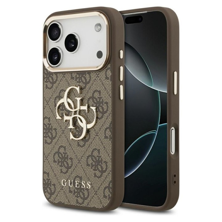 GUESS чехол для IPHONE 17 Pro Max GUHCP17X4GMGCBR (PU W/ Big 4G Classic Logo) золото коричневый