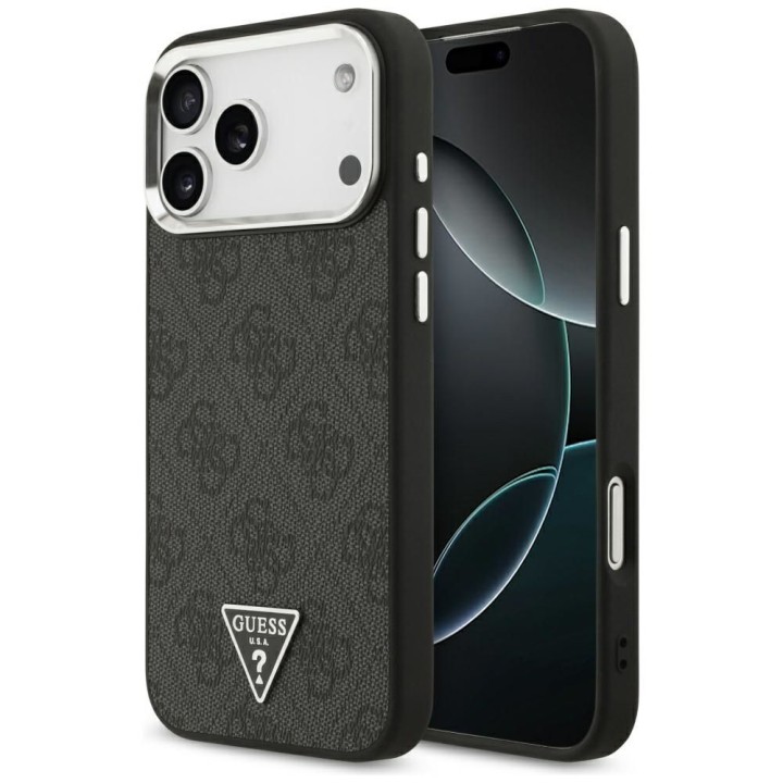 GUESS чехол для IPHONE 17 Pro Max совместимый с MagSafe GUHMP17XP4TSRCMK (PU 4G W/Triangle Logo SL) черный