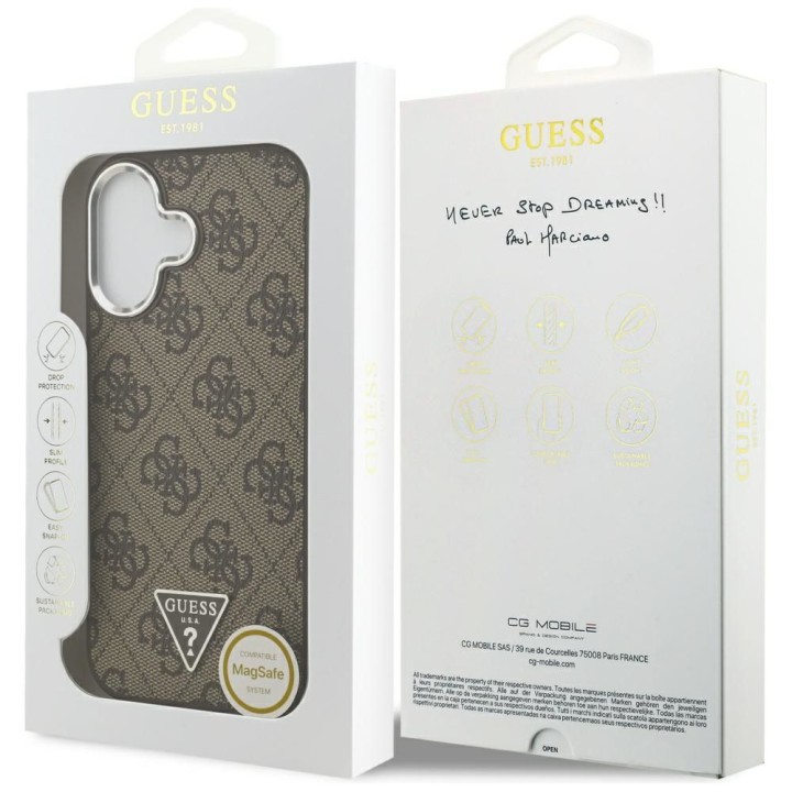 GUESS case for IPHONE 17 compatible with MagSafe GUHMP17SP4TSRCMW (PU 4G W/Triangle Logo SL) brown