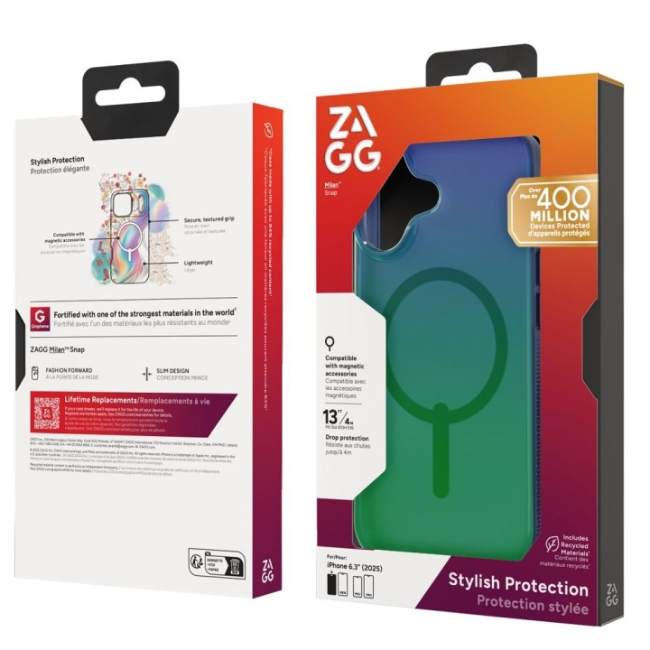 ZAGG case MILAN SNAP compatible with MagSafe for IPHONE 17 raven feather