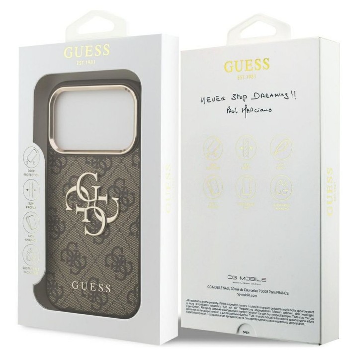 GUESS case for IPHONE 17 Pro GUHCP17L4GMGCBR (PU W/ Big 4G Classic Logo) gold brown