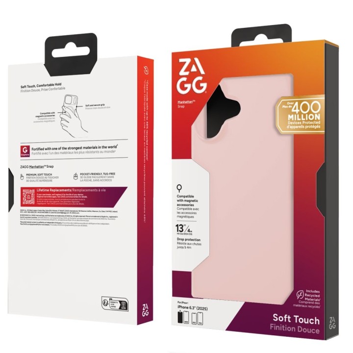 ZAGG case MANHATTAN SNAP compatible with MagSafe for IPHONE 17 pink blush
