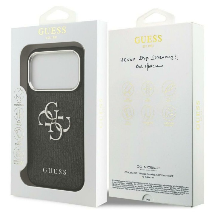 GUESS case for IPHONE 17 Pro Max GUHCP17XP4G4SMCK (PU W/ Big 4G Classic Logo) silver-black