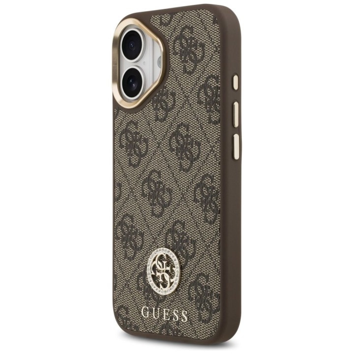 GUESS case for IPHONE 17 compatible with MagSafe GUHMP17SP4GRMDEW (PU W/ 4G Strass Logo) brown