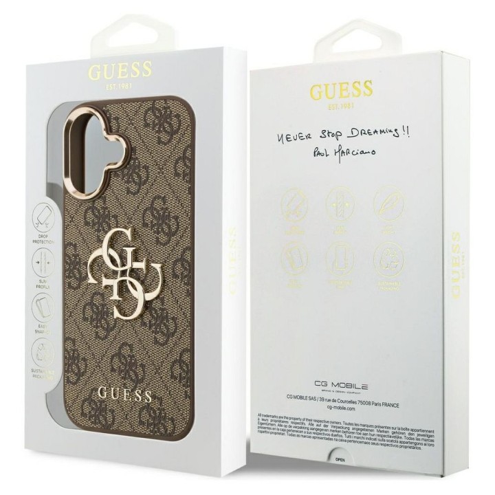 GUESS чехол для IPHONE 17 GUHCP17S4GMGCBR (PU W/ Big 4G Classic Logo) золото коричневый