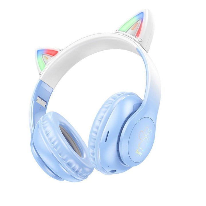 Wireless on-ear headphones Hoco W42 cat ears crystal blue