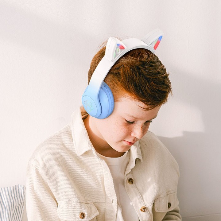 Wireless on-ear headphones Hoco W42 cat ears crystal blue
