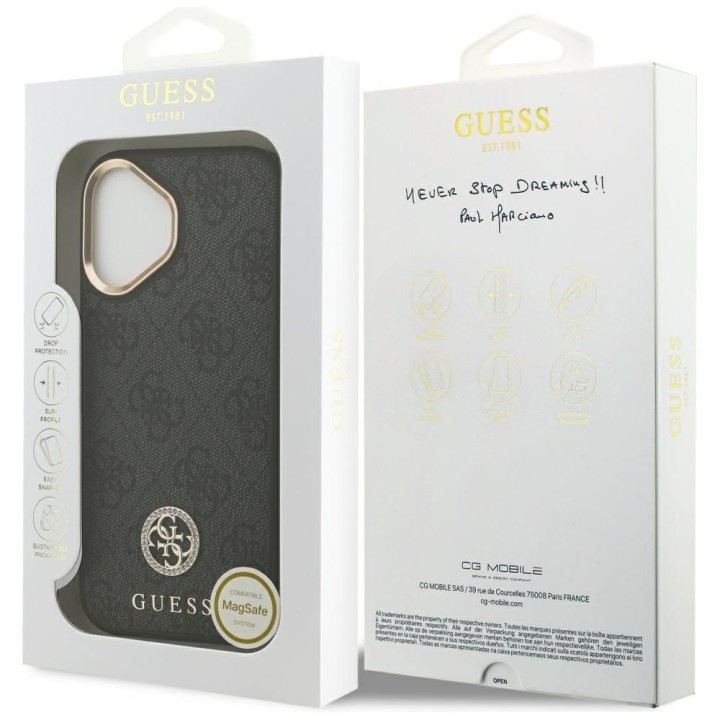 GUESS case for IPHONE 17 compatible with MagSafe GUHMP17SP4GRMDEK (PU W/ 4G Strass Logo) black