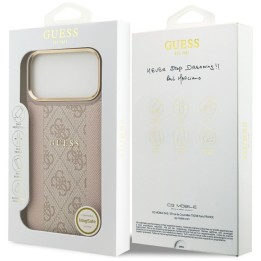 GUESS чехол для IPHONE 17 Pro Max совместимый с MagSafe GUHMP17XPG4SEMCP (PU W/ 4G Stripe) розовый