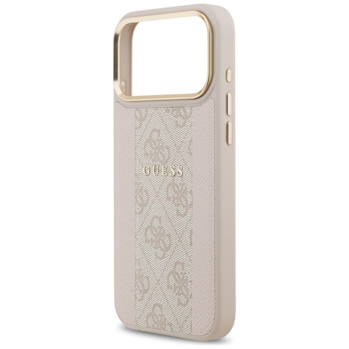 GUESS futerał do IPHONE 17 Pro Max kompatybilny z MagSafe GUHMP17XPG4SEMCP (PU W/ 4G Stripe) różowy