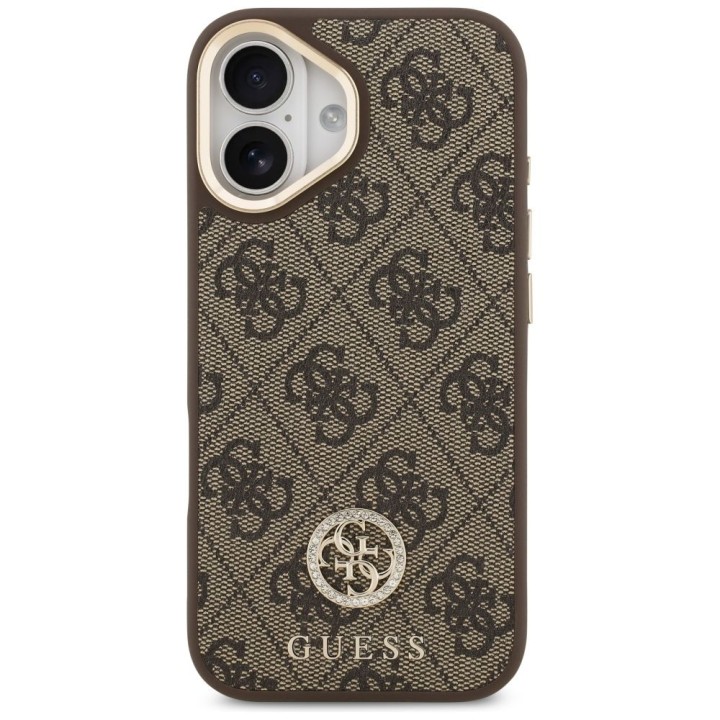 GUESS case for IPHONE 17 compatible with MagSafe GUHMP17SP4GRMDEW (PU W/ 4G Strass Logo) brown