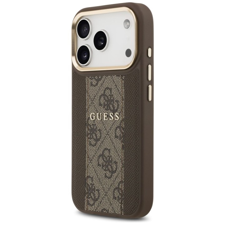 GUESS case for IPHONE 17 Pro compatible with MagSafe GUHMP17LPG4SEMCW (PU W/ 4G Stripe) brown