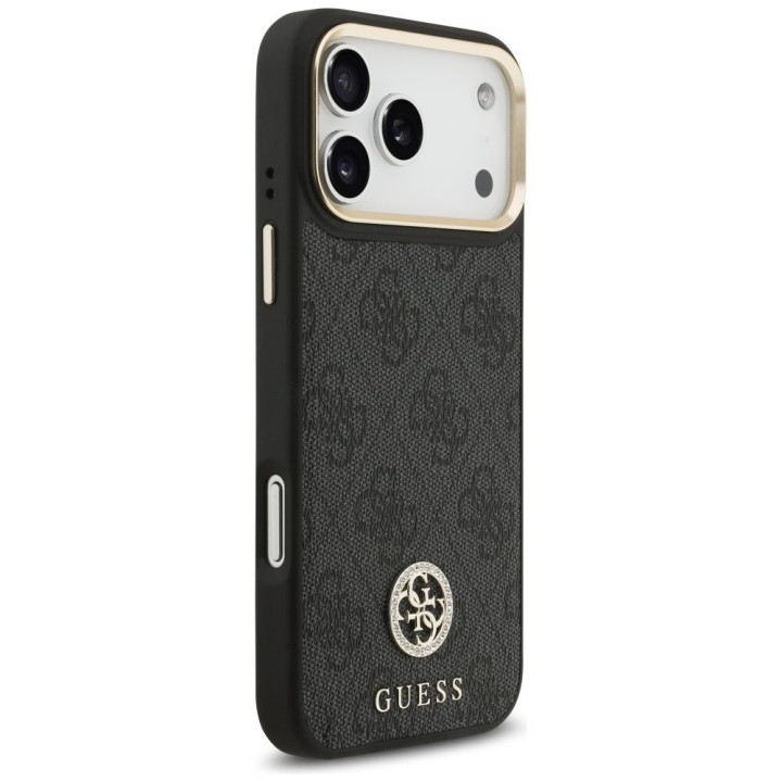 GUESS чехол для IPHONE 17 Pro Max совместимый с MagSafe GUHMP17XP4GRMDEK (PU W/ 4G Strass Logo) черный