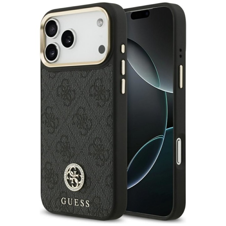 GUESS futerał do IPHONE 17 Pro Max kompatybilny z MagSafe GUHMP17XP4GRMDEK (PU W/ 4G Strass Logo) czarny