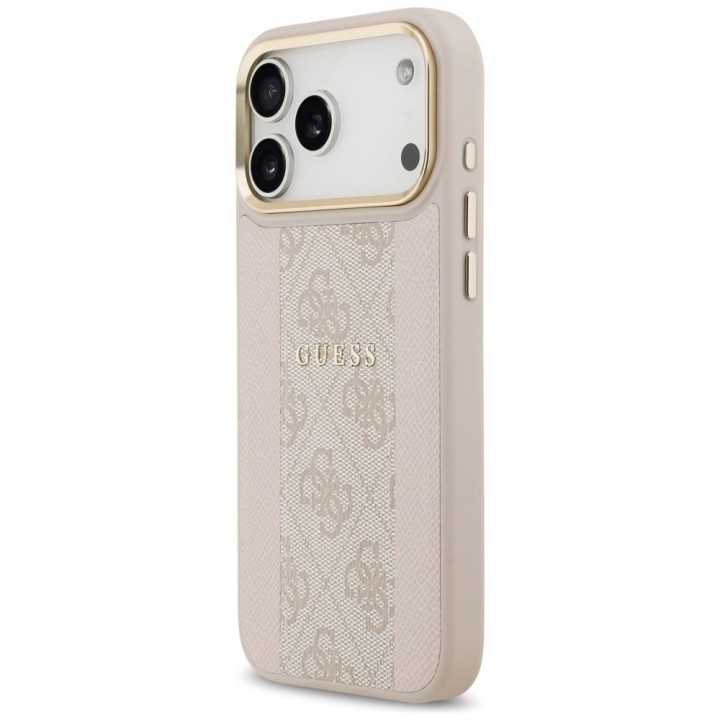 GUESS чохол для IPHONE 17 Pro Max сумісний з MagSafe GUHMP17XPG4SEMCP (PU W/ 4G Stripe) рожевий