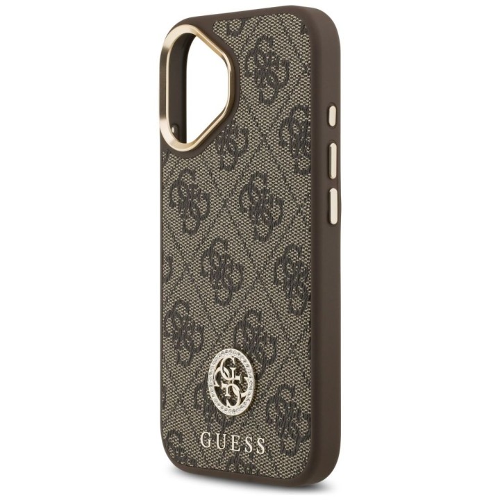 GUESS futerał do IPHONE 17 kompatybilny z MagSafe GUHMP17SP4GRMDEW (PU W/ 4G Strass Logo) brązowy
