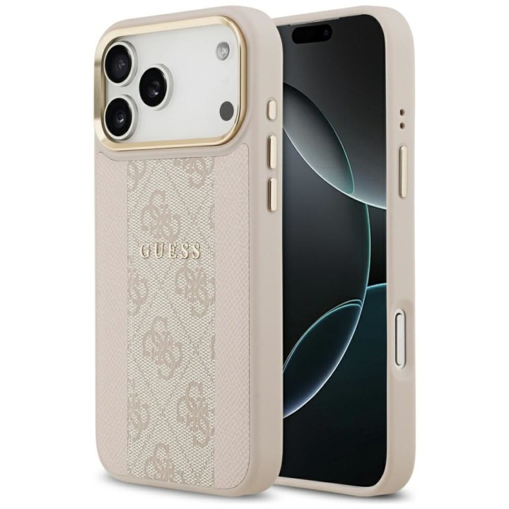 GUESS чехол для IPHONE 17 Pro Max совместимый с MagSafe GUHMP17XPG4SEMCP (PU W/ 4G Stripe) розовый
