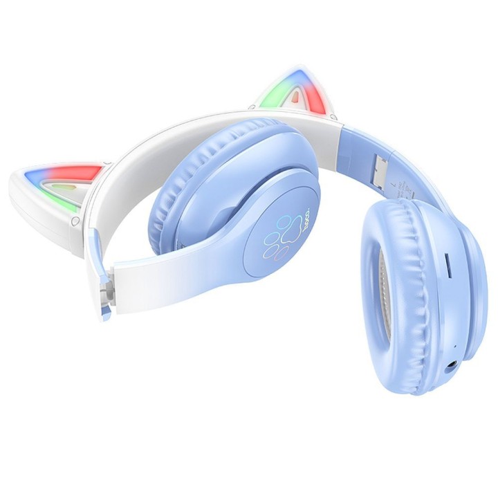 Wireless on-ear headphones Hoco W42 cat ears crystal blue