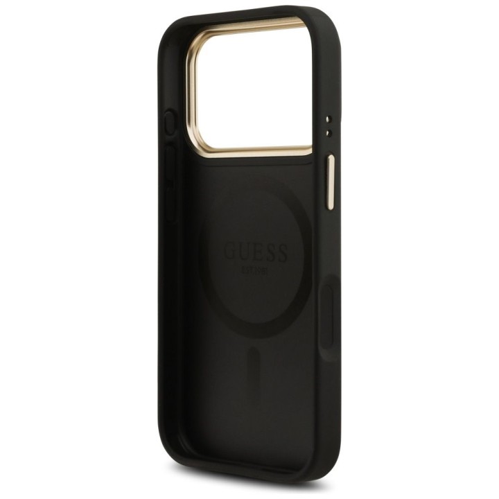 GUESS case for IPHONE 17 Pro compatible with MagSafe GUHMP17LPG4SEMCK (PU W/ 4G Stripe) black
