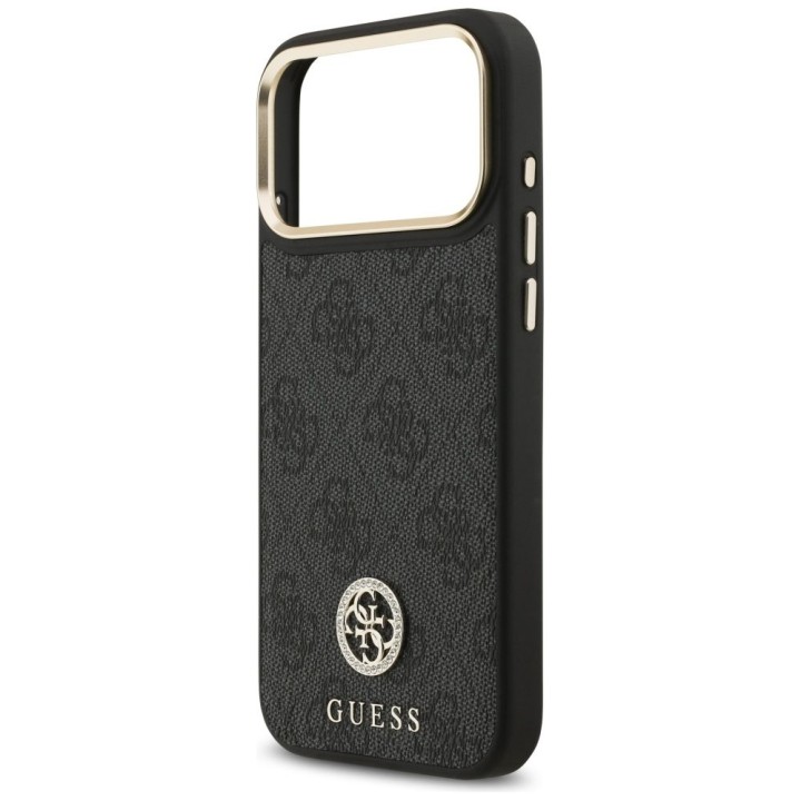 GUESS чехол для IPHONE 17 Pro Max совместимый с MagSafe GUHMP17XP4GRMDEK (PU W/ 4G Strass Logo) черный