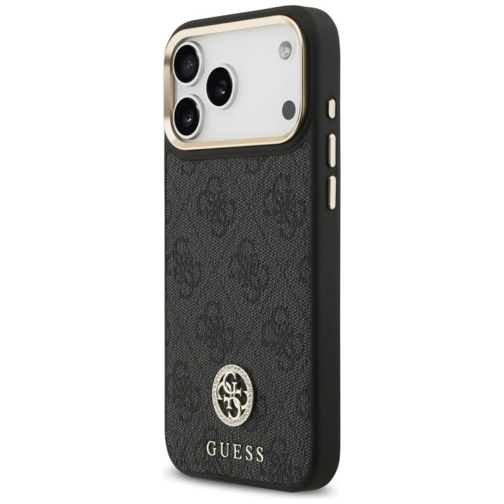 GUESS чехол для IPHONE 17 Pro Max совместимый с MagSafe GUHMP17XP4GRMDEK (PU W/ 4G Strass Logo) черный