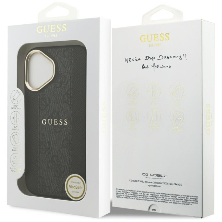 GUESS чохол для IPHONE 17 сумісний з MagSafe GUHMP17SPG4SEMCK (PU W/ 4G Stripe) чорний