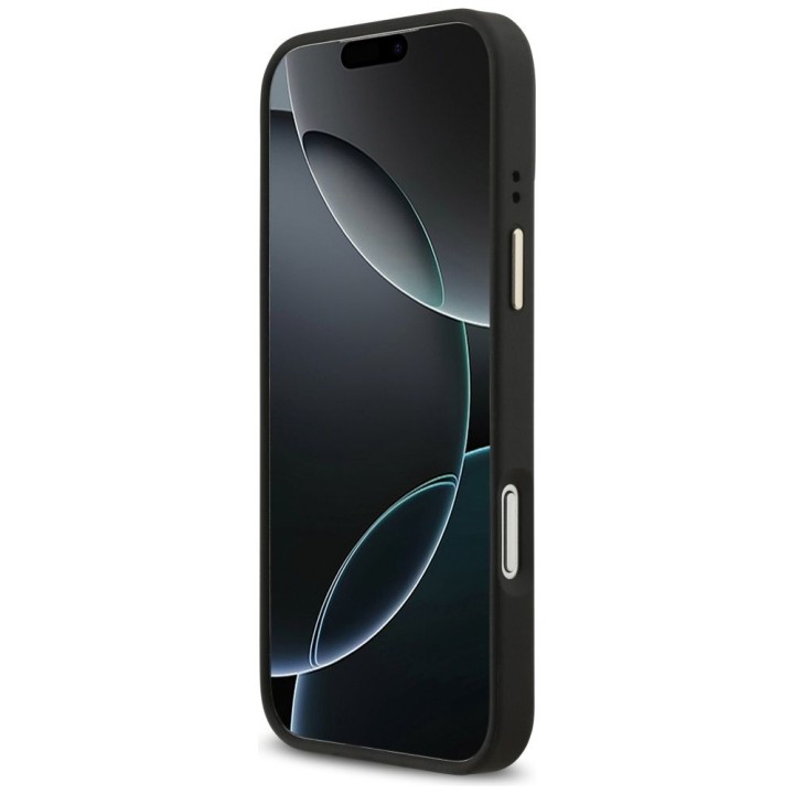 GUESS чехол для IPHONE 17 Pro Max совместимый с MagSafe GUHMP17XP4GRMDEK (PU W/ 4G Strass Logo) черный