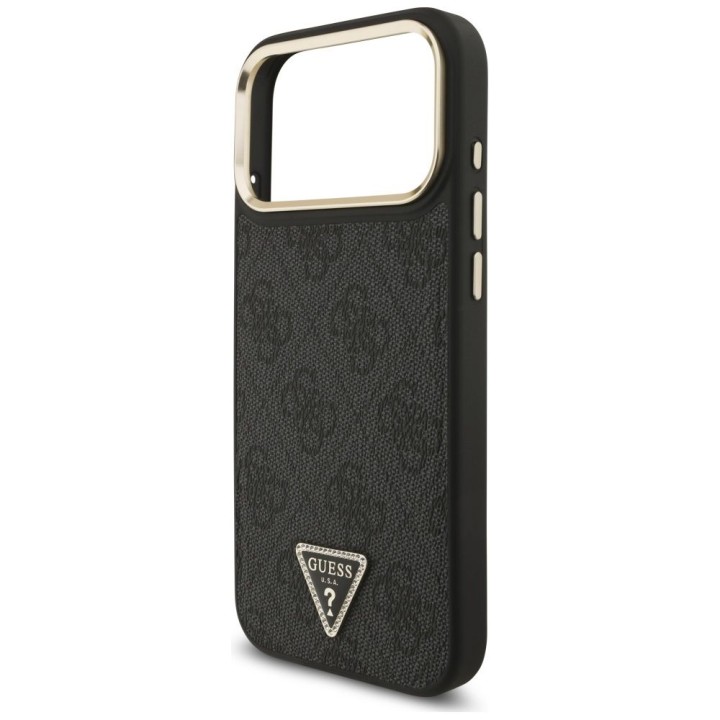 GUESS чохол для IPHONE 17 Pro Max сумісний з MagSafe GUHMP17XP4GTDGMK (4G PU W/ Triangle Logo) золото чорний