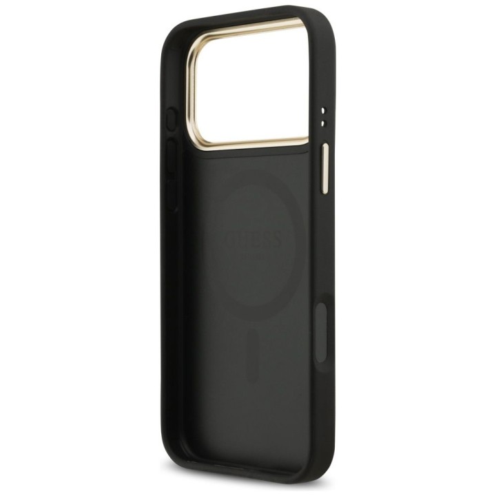 GUESS case for IPHONE 17 Pro Max compatible with MagSafe GUHMP17XP4GRMDEK (PU W/ 4G Strass Logo) black