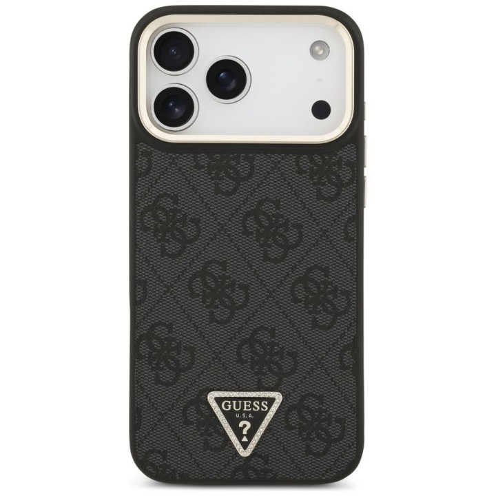 GUESS чохол для IPHONE 17 Pro Max сумісний з MagSafe GUHMP17XP4GTDGMK (4G PU W/ Triangle Logo) золото чорний