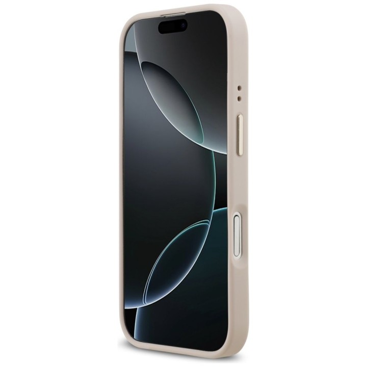 GUESS futerał do IPHONE 17 kompatybilny z MagSafe GUHMP17SPGCRMDEP (PU W/ Grained Strass Logo) różowy