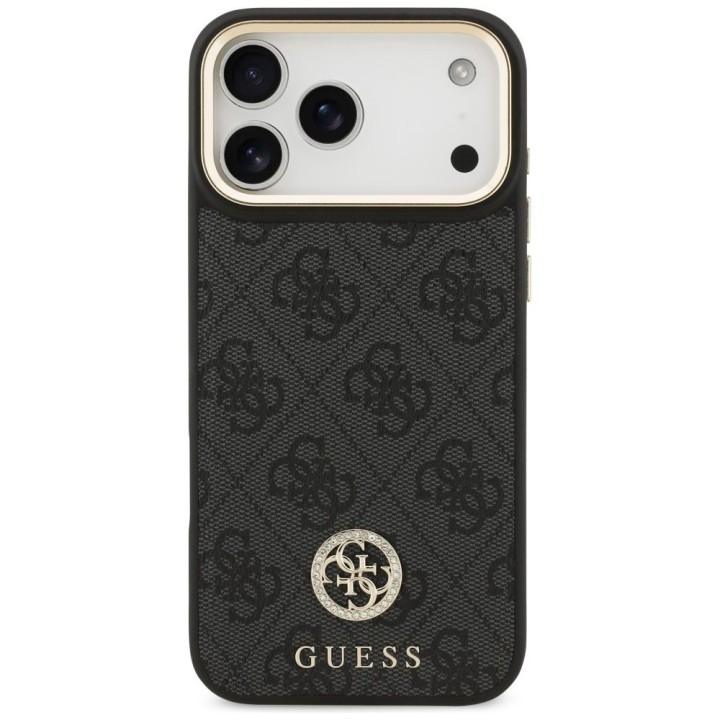 GUESS case for IPHONE 17 Pro Max compatible with MagSafe GUHMP17XP4GRMDEK (PU W/ 4G Strass Logo) black