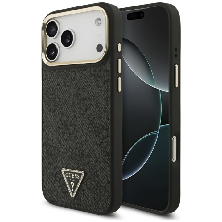 GUESS чохол для IPHONE 17 Pro Max сумісний з MagSafe GUHMP17XP4GTDGMK (4G PU W/ Triangle Logo) золото чорний