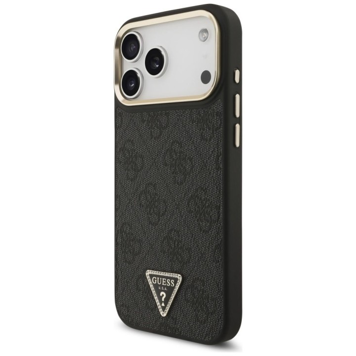GUESS чехол для IPHONE 17 Pro Max совместимый с MagSafe GUHMP17XP4GTDGMK (4G PU W/ Triangle Logo) золото черный