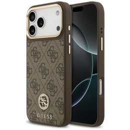 GUESS чохол для IPHONE 17 Pro Max сумісний з MagSafe GUHMP17XP4GRMDEW (PU W/ 4G Strass Logo) коричневий