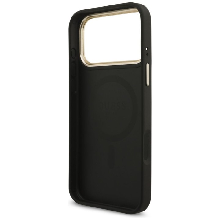 GUESS чохол для IPHONE 17 Pro Max сумісний з MagSafe GUHMP17XP4GTDGMK (4G PU W/ Triangle Logo) золото чорний