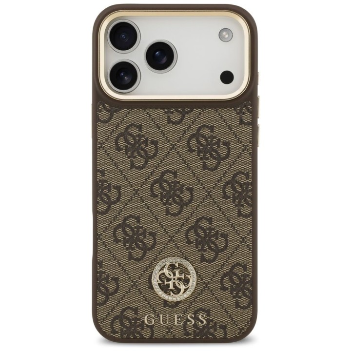 GUESS чохол для IPHONE 17 Pro Max сумісний з MagSafe GUHMP17XP4GRMDEW (PU W/ 4G Strass Logo) коричневий