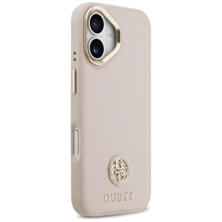 GUESS чехол для IPHONE 17 совместимый с MagSafe GUHMP17SPGCRMDEP (PU W/ Grained Strass Logo) розовый