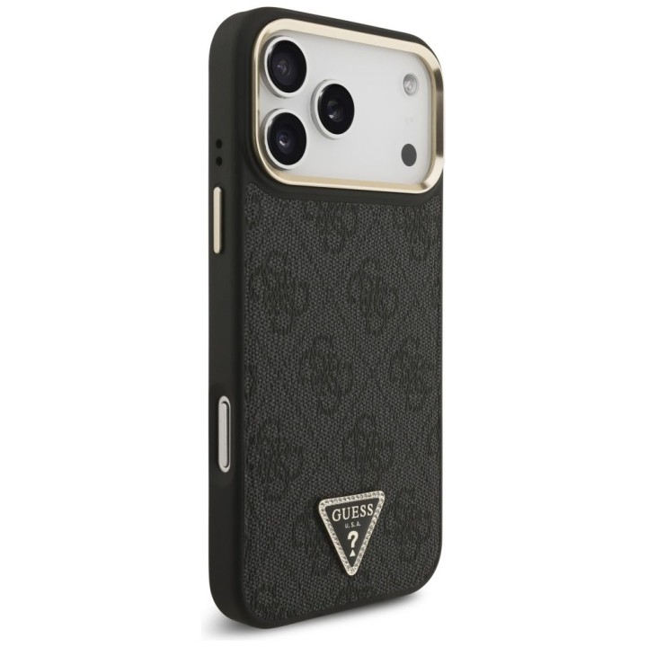 GUESS futerał do IPHONE 17 Pro Max kompatybilny z MagSafe GUHMP17XP4GTDGMK (4G PU W/ Triangle Logo) złoto czarny
