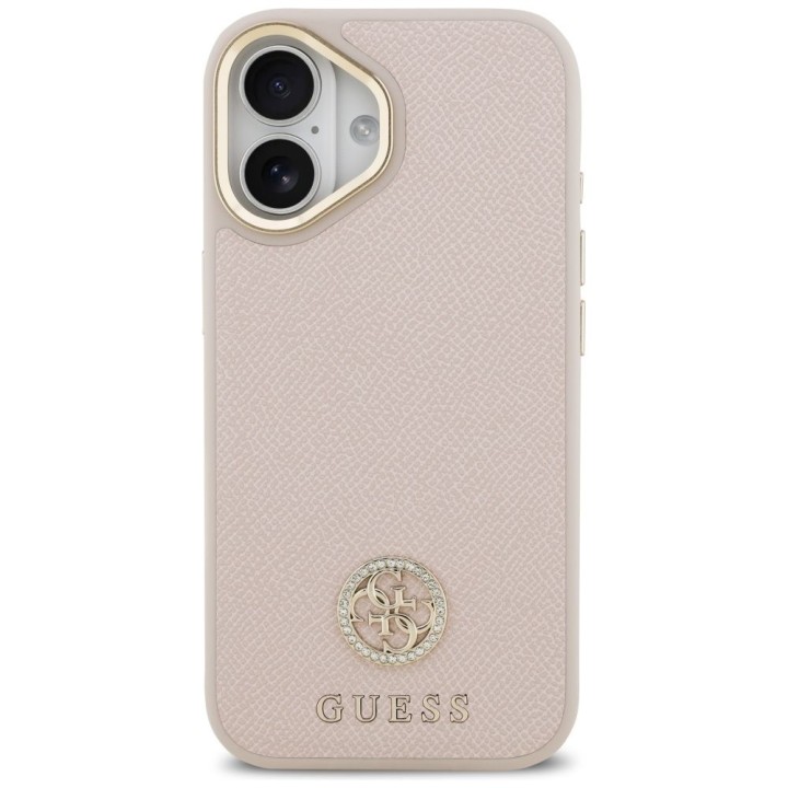 GUESS case for IPHONE 17 compatible with MagSafe GUHMP17SPGCRMDEP (PU W/ Grained Strass Logo) pink