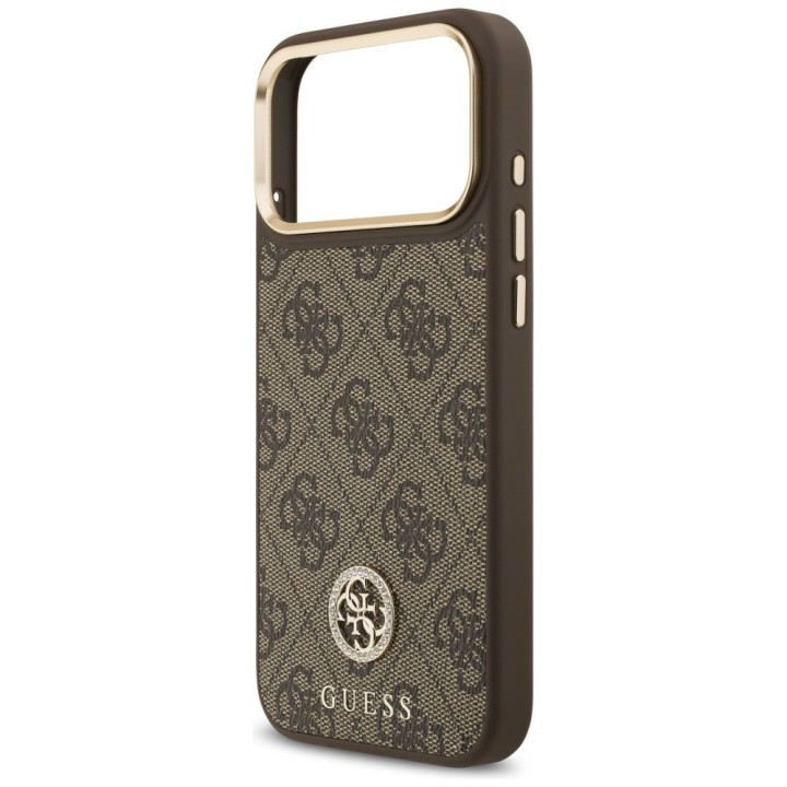 GUESS case for IPHONE 17 Pro Max compatible with MagSafe GUHMP17XP4GRMDEW (PU W/ 4G Strass Logo) brown