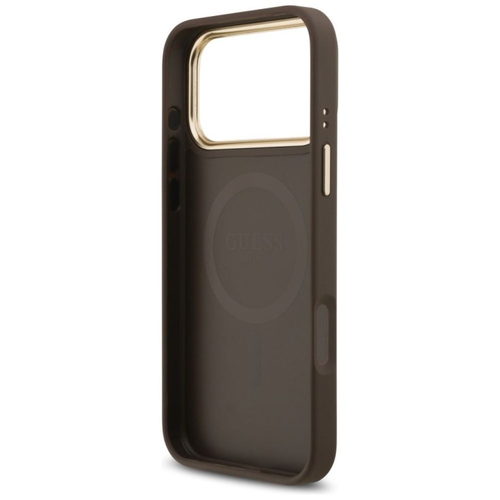 GUESS case for IPHONE 17 Pro Max compatible with MagSafe GUHMP17XP4GRMDEW (PU W/ 4G Strass Logo) brown