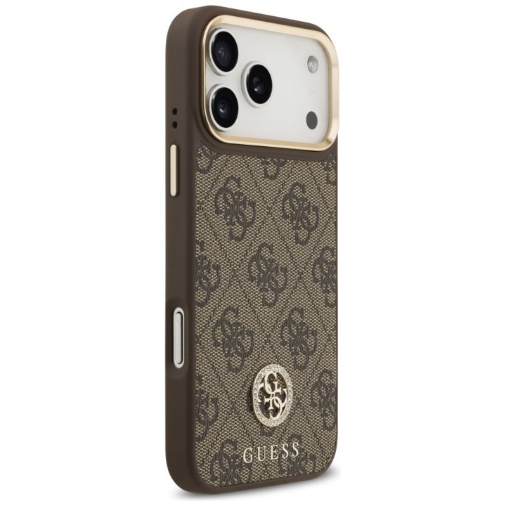 GUESS чохол для IPHONE 17 Pro Max сумісний з MagSafe GUHMP17XP4GRMDEW (PU W/ 4G Strass Logo) коричневий