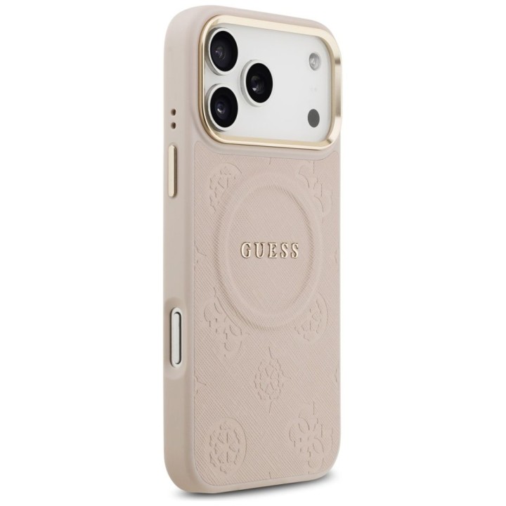 GUESS чохол для IPHONE 17 Pro Max сумісний з MagSafe GUHMP17XPSAMSECP (PU W/ Peony Hot Stamp) рожевий