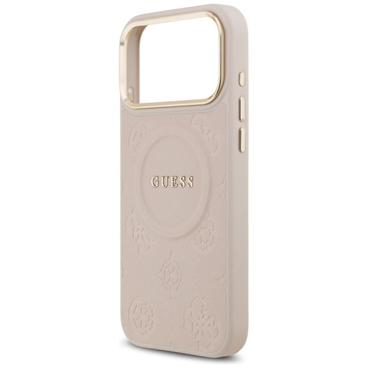 GUESS чохол для IPHONE 17 Pro Max сумісний з MagSafe GUHMP17XPSAMSECP (PU W/ Peony Hot Stamp) рожевий