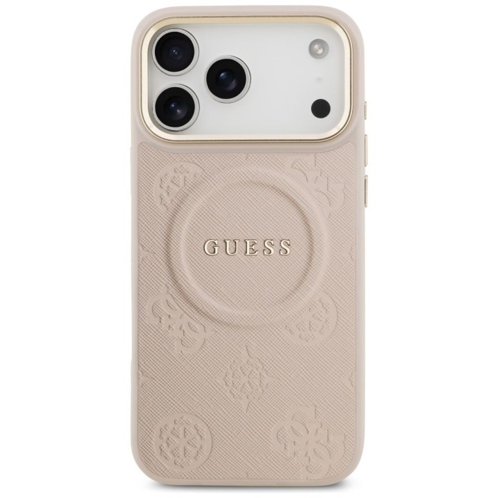 GUESS чехол для IPHONE 17 Pro Max совместимый с MagSafe GUHMP17XPSAMSECP (PU W/ Peony Hot Stamp) розовый