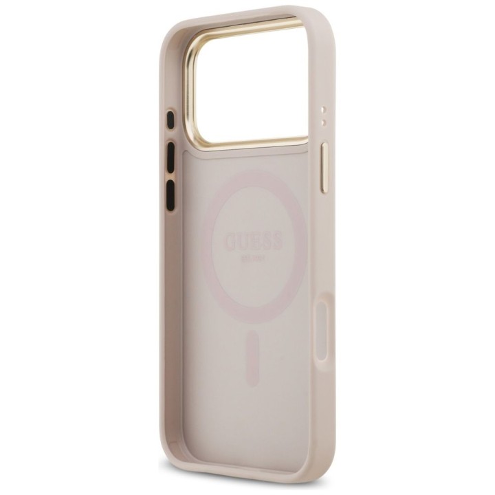 GUESS case for IPHONE 17 Pro Max compatible with MagSafe GUHMP17XPSAMSECP (PU W/ Peony Hot Stamp) pink