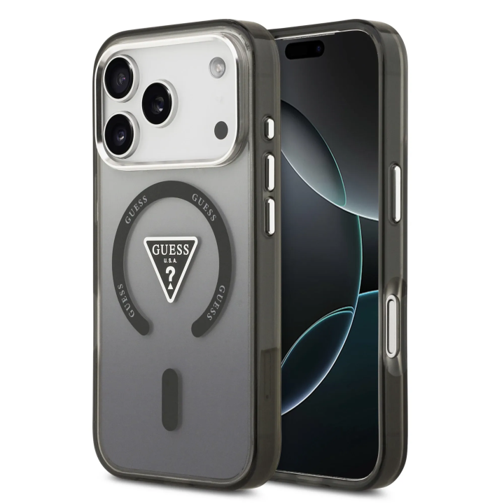 GUESS futerał do IPHONE 17 Pro kompatybilny z MagSafe GUHMP17LHGTMLCGK (IML Gradient W/ Triangle Logo) czarny