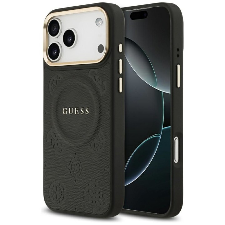 GUESS чохол для IPHONE 17 Pro Max сумісний з MagSafe GUHMP17XPSAMSECK (PU W/ Peony Hot Stamp) чорний